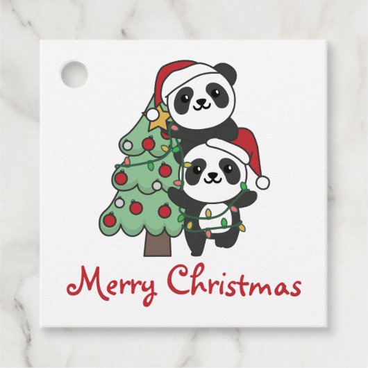 Panda kerstboomdieren Pandas Bedankjes Labels (Voorkant)