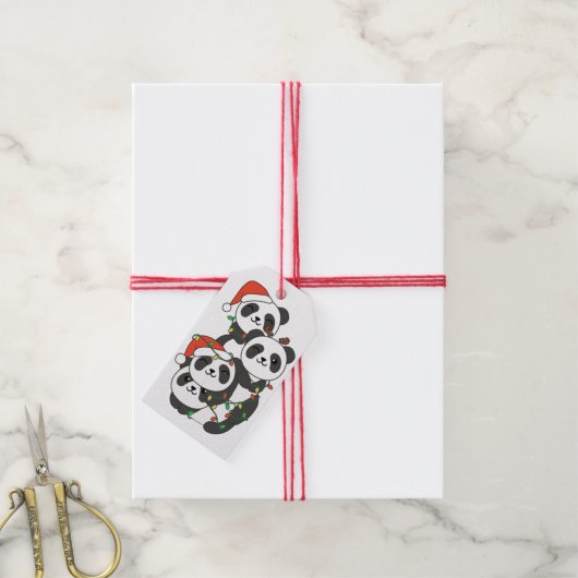 Panda kerstboomdieren Pandas Cadeaulabel (Met Touw)