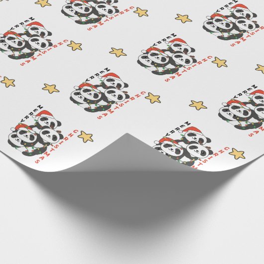 Panda kerstboomdieren Pandas Cadeaupapier (Hoek)