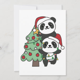 Panda kerstboomdieren Pandas Feestdagenkaart