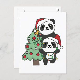 Panda kerstboomdieren Pandas Feestdagenkaart