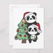Panda kerstboomdieren Pandas Feestdagenkaart (Voorkant / Achterkant)