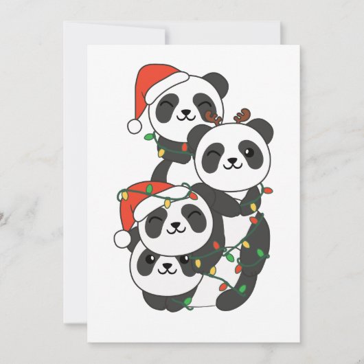 Panda kerstboomdieren Pandas Feestdagenkaart (Voorkant)