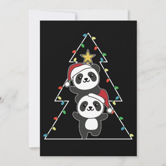 Panda kerstboomdieren Pandas Feestdagenkaart (Voorkant)