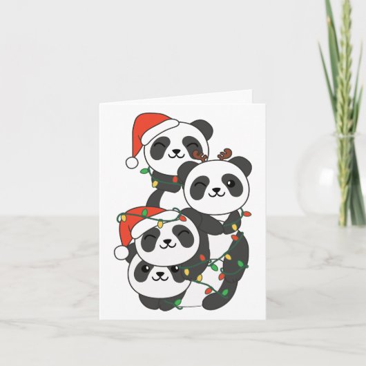 Panda kerstboomdieren Pandas Holi Feestdagen Kaart (Voorkant)