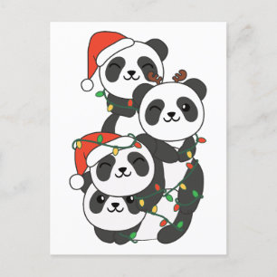 Panda kerstboomdieren Pandas Holi Feestdagenkaart