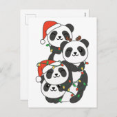 Panda kerstboomdieren Pandas Holi Feestdagenkaart (Voorkant / Achterkant)