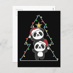 Panda kerstboomdieren Pandas Holi Feestdagenkaart