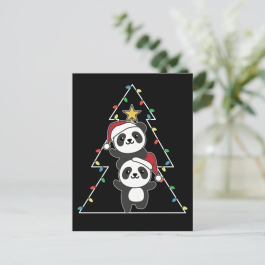 Panda kerstboomdieren Pandas Holi Feestdagenkaart (Staand voorkant)