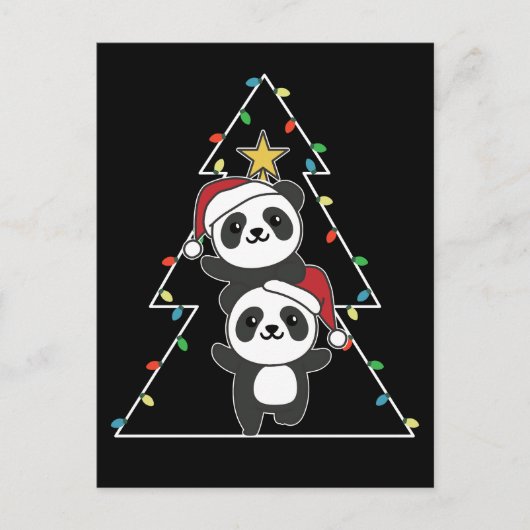 Panda kerstboomdieren Pandas Holi Feestdagenkaart (Voorkant)