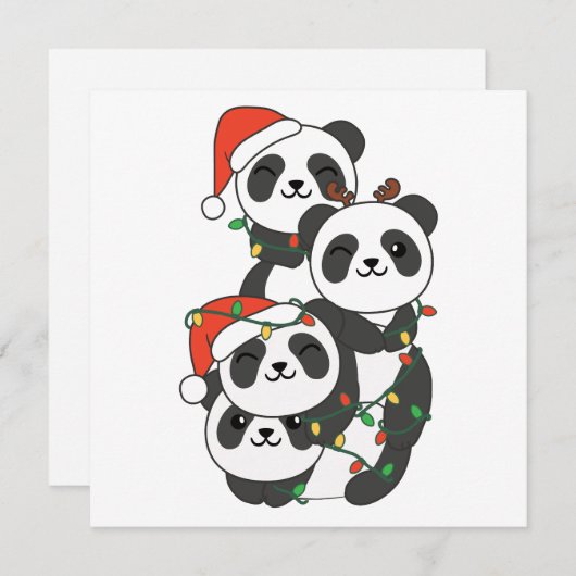 Panda kerstboomdieren Pandas Holi Feestdagenkaart (Voorkant / Achterkant)