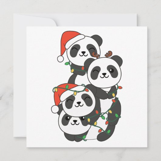 Panda kerstboomdieren Pandas Holi Feestdagenkaart (Voorkant)
