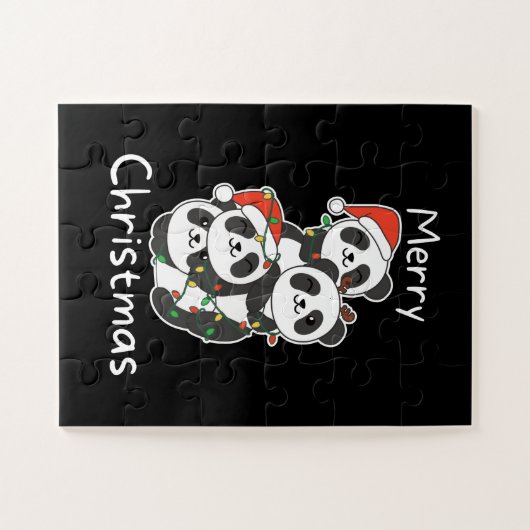 Panda kerstboomdieren Pandas Legpuzzel (Horizontaal)
