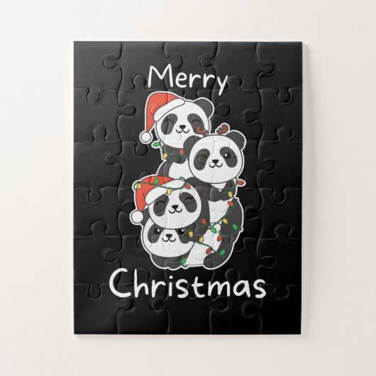 Panda kerstboomdieren Pandas Legpuzzel (Verticaal)