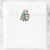 Panda kerstboomdieren Pandas Vierkante Sticker (Tas)