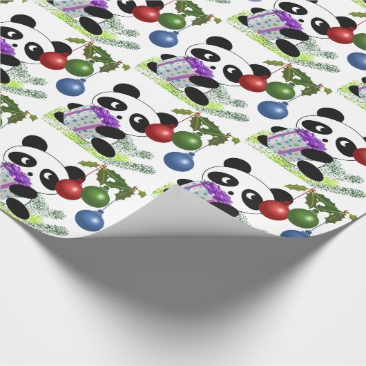 Panda kerstcadeau cadeaupapier (Hoek)