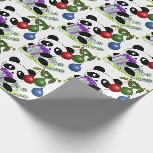 Panda kerstcadeau cadeaupapier (Hoek)