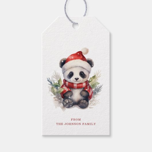 Panda Kerstcadeau Tags Cadeaulabel (Voorkant)