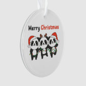Panda Kerstdieren Pandas Merry Kerstmis Ornament (voorkant)