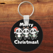 Panda Kerstdieren Pandas Merry kerstsleutel Sleutelhanger (Voorkant)