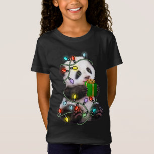 Panda-kerstlampjes met kerstlampjes voor voetgange t-shirt