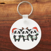 Panda Kerstmis Dieren Cute Pandas Keyc Sleutelhanger (Voorkant)