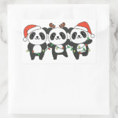 Panda Kerstmis Dieren Cute Pandas Squa Rechthoekige Sticker (Tas)