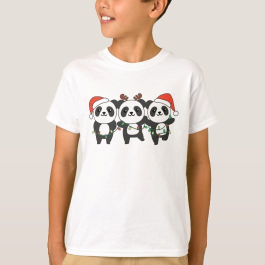 Panda Kerstmis Dieren Cute Pandas T-shirt (Voorkant)