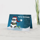Panda Kerstmis Feestdagen Kaart (Voorkant)