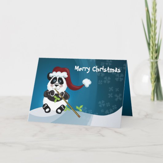 Panda Kerstmis Feestdagen Kaart (Voorkant)