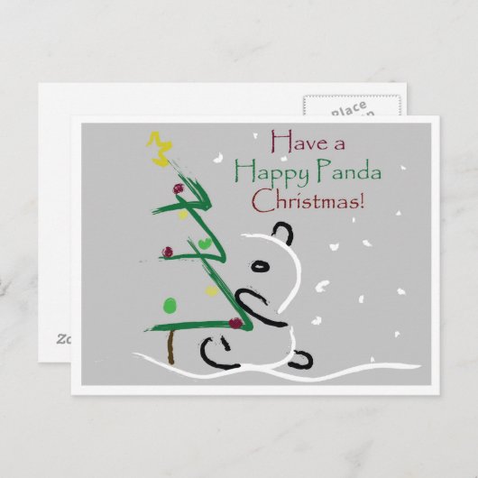 Panda Kerstmis Feestdagenkaart (Voorkant / Achterkant)