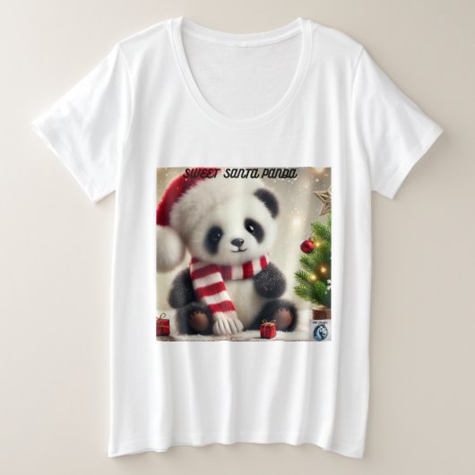 Panda Kerstmis Grote Maat T-shirt (Design voorkant)
