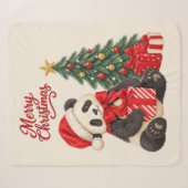 Panda Kerstmis Sherpa Deken (Voorkant (horizontaal))