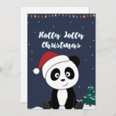 Panda Kerstmis Sneeuw Winter Dieren Pandas Feestda Feestdagenkaart (Voorkant / Achterkant)