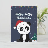 Panda Kerstmis Sneeuw Winter Dieren Pandas Feestda Feestdagenkaart (Staand voorkant)