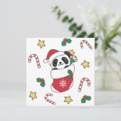 Panda Kerstmis Sneeuw Winter Dieren Pandas Feestdagenkaart (Staand voorkant)