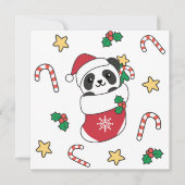 Panda Kerstmis Sneeuw Winter Dieren Pandas Feestdagenkaart (Voorkant)