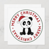 Panda Kerstmis Sneeuw Winter Dieren Pandas Uitnodi Kaart (Voorkant / Achterkant)