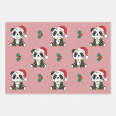 Panda Kerstmis Winter Dieren Vakantie Panda's Inpakpapier Vel (Voorkant)