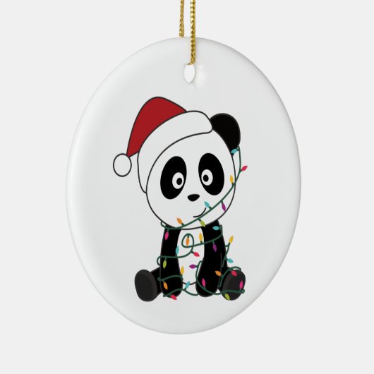Panda Kerstsneeuw Winterdieren Pandas Adult C Keramisch Ornament (Rechts)