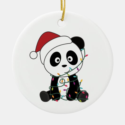 Panda Kerstsneeuw Winterdieren Pandas Adult C Keramisch Ornament (Voorkant)