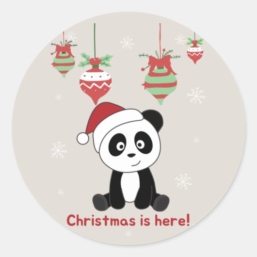 Panda Kerstsneeuwwinterdieren Pandas Classic Ronde Sticker (Voorkant)
