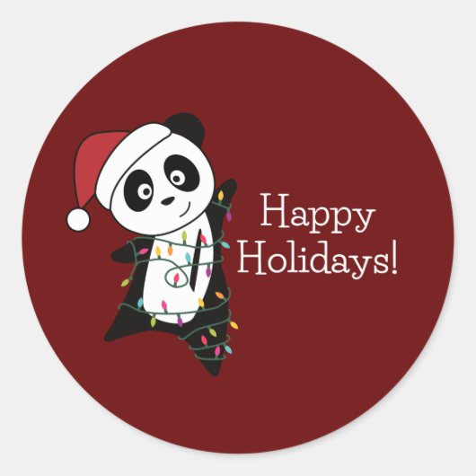 Panda Kerstsneeuwwinterdieren Pandas Classic Ronde Sticker (Voorkant)
