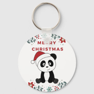 Panda Kerstsneeuwwinterdieren Pandas Keychai Sleutelhanger