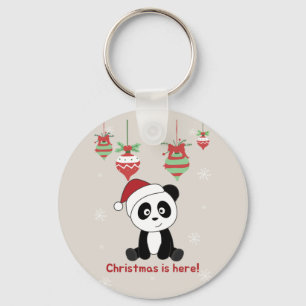 Panda Kerstsneeuwwinterdieren Pandas Keychai Sleutelhanger