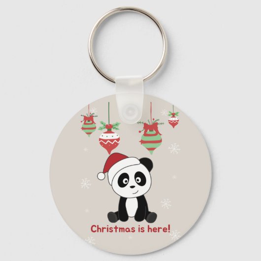 Panda Kerstsneeuwwinterdieren Pandas Keychai Sleutelhanger (Voorkant)