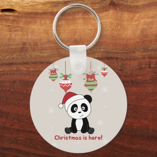 Panda Kerstsneeuwwinterdieren Pandas Keychai Sleutelhanger (Voorkant)