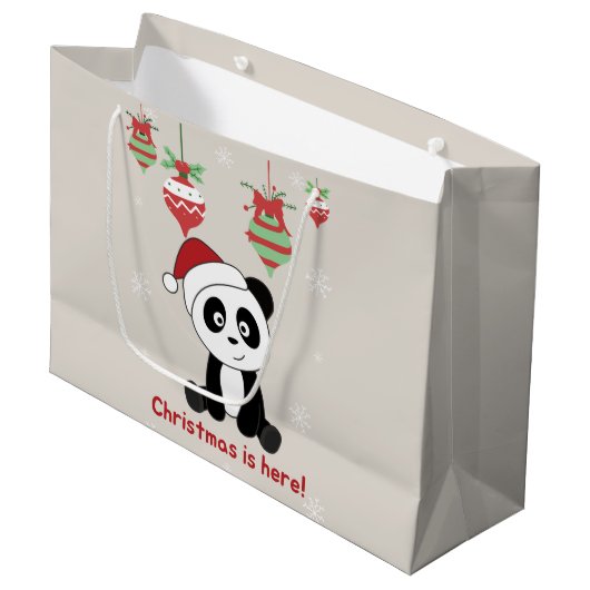 Panda Kerstsneeuwwinterdieren Pandas Large G Groot Cadeauzakje (Voorkant Gekanteld)