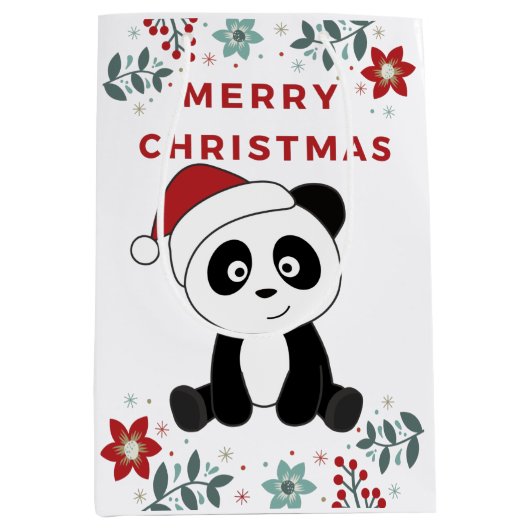 Panda Kerstsneeuwwinterdieren Pandas Medium Cadeauzakje (Voorkant)