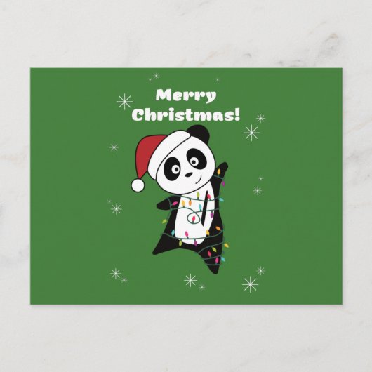 Panda Kerstsneeuwwinterdieren Pandas Postcar Briefkaart (Voorkant)